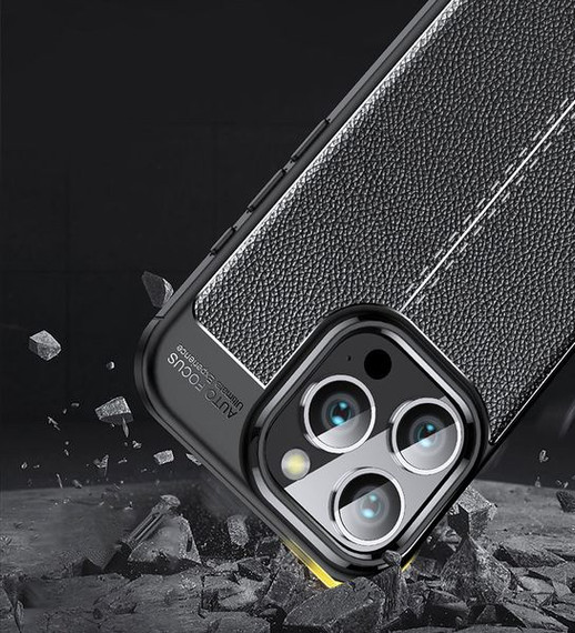 Apple iPhone 16 Pro Max      Leather Texture Case    [Navy]