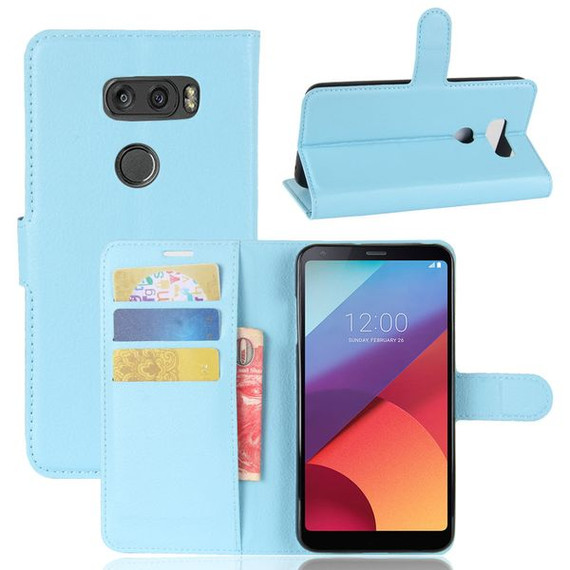 LG V30+      Pu Wallet Case    [Lightblue]