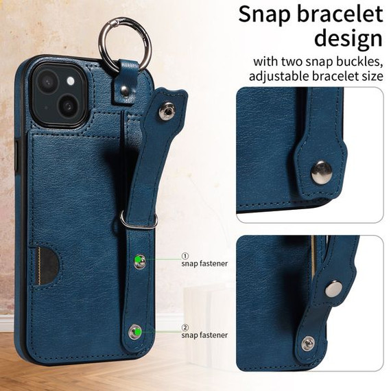 Apple iPhone 14 Plus Hand Strap PU Card Case Navy Apple iPhone 14 Plus Hand Strap PU Card Case Navy
