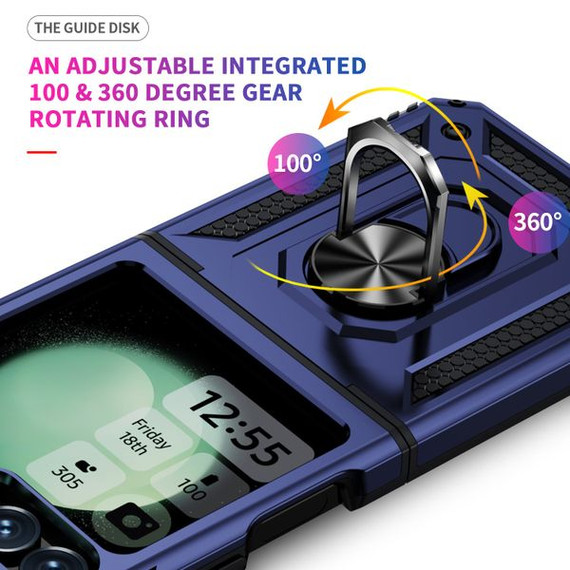 Samsung Galaxy Z Flip 6      Military Armour Ring Case    [Navy]