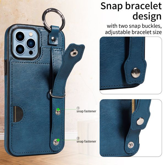 Apple iPhone 13 Pro Max Hand Strap PU Card Case Navy