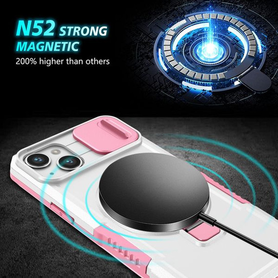 Apple iPhone 14 Magsafe Sliding Cover Case PinkWhite