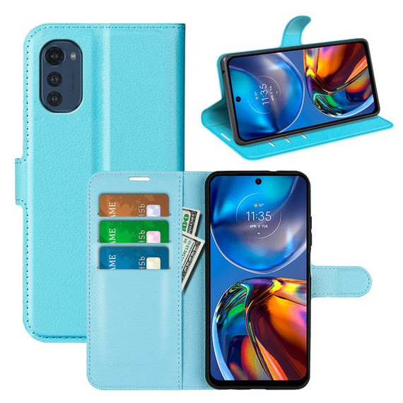Motorola E32      Pu Wallet Case    [Lightblue]