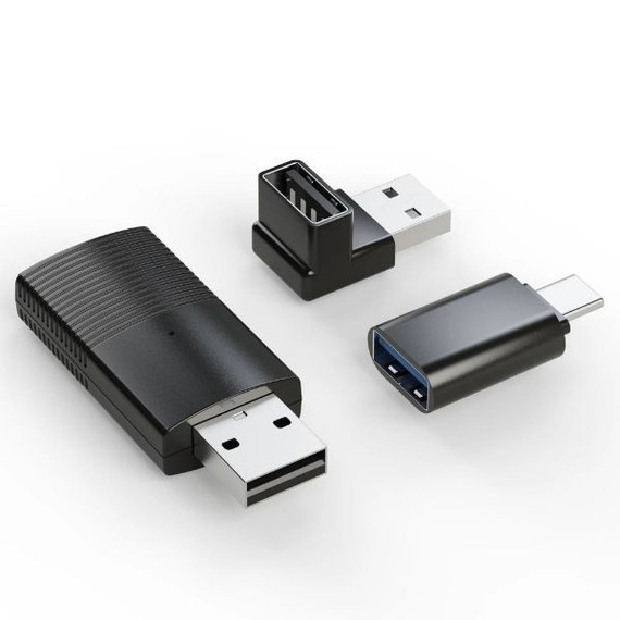 MINIX Wired Android Auto to Wireless Connection Dongle with 90° USB-A Adapter & USB-A to USB-C Converter - CP86-AA