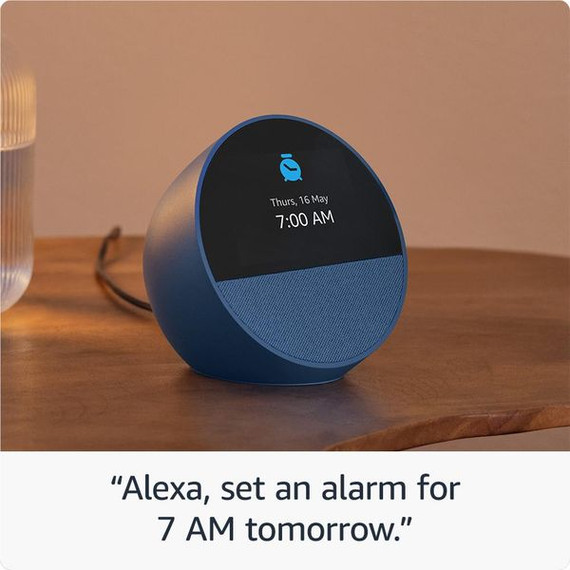 Amazon Echo Spot Smart Alarm Clock with Alexa (2024) [ Ocean Blue ]