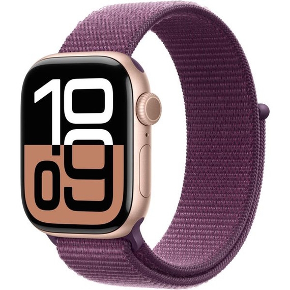 Apple Watch Series 10 GPS + Cellular 42mm Aluminum Case [ Plum Sport Loop  MWXC3 - Rose Gold ]