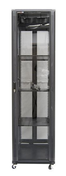 DYNAMIX 42RU Server Cabinet 900mm Deep (600x900x2077mm) FLAT PACK Includes 3x Fixed Shelves, 4x Fans, 25x Cage Nuts, 4x Castors, Level feet 800kg static load. Glass front door mesh rear door. 6-Way PDU