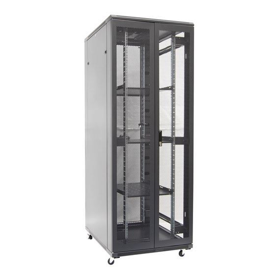DYNAMIX 42RU Server Cabinet 1000mm Deep (800x1000x2077mm) FLAT PACK Includes 3x Fixed Shelves, 4x Fans, 25x Cage Nuts, 4x Castors, Feet 800kg static load. Dual Mesh Doors