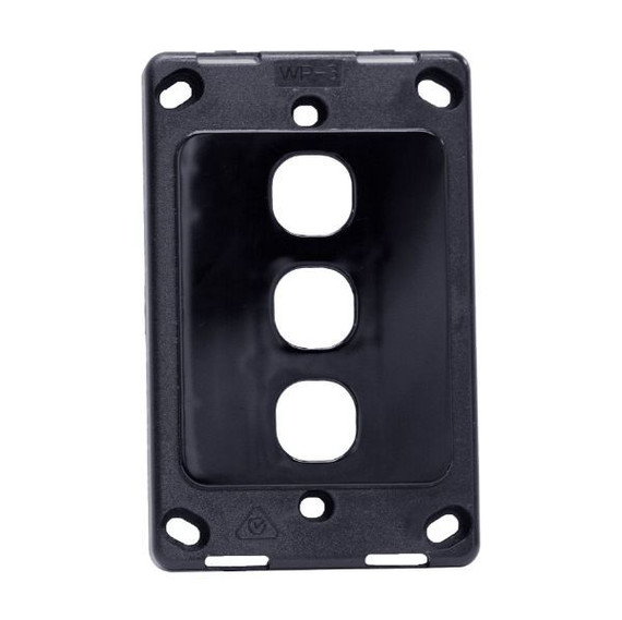 AMDEX Switch Plate ONLY. 3 Gang Wall Face Plate (Accepts Clipsal Style Mechs). Black   