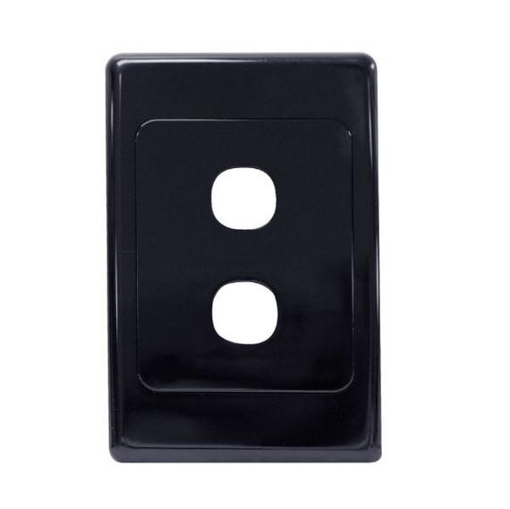 AMDEX Switch Plate ONLY. 2 Gang Wall Face Plate (Accepts Clipsal Style Mechs). Black   