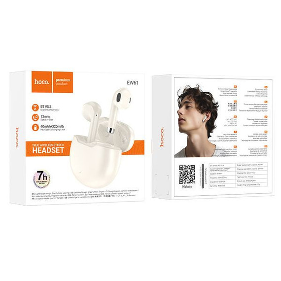 Wireless TWS Earbud w/ 7 Hours (EW61) [White] 