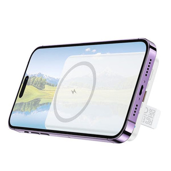 Hoco Magnetic Wireless 20W PD+QC Power Bank w/ Kick Stand (5000mAh) (J125) White