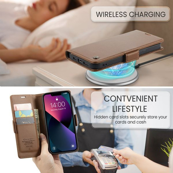 Apple Iphone 14      Pu Wallet Case    [Brown]