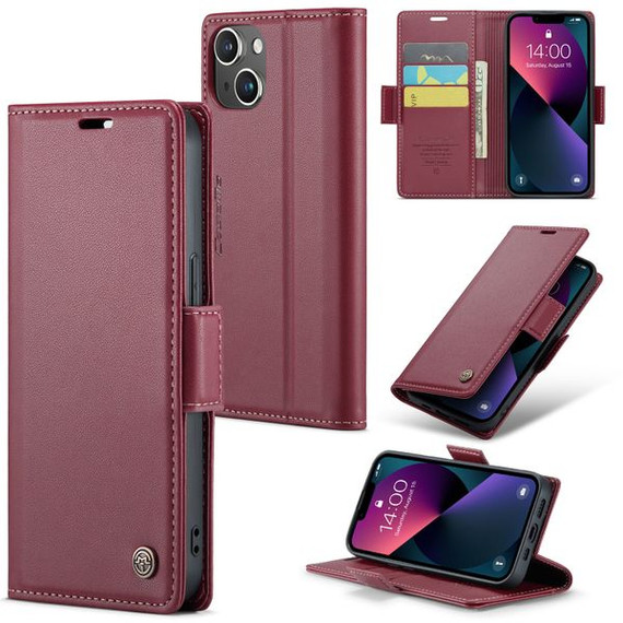Apple Iphone 14      Pu Wallet Case    [Maroon]