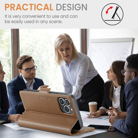 Apple Iphone 14 Pro      Pu Wallet Case    [Brown]