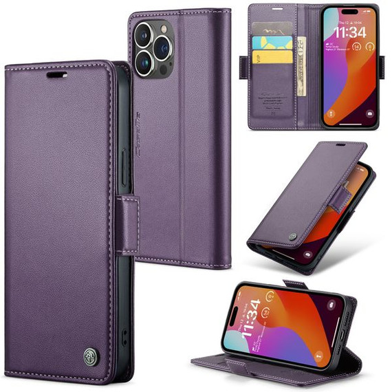 Apple Iphone 15 Pro      Pu Wallet Case    [Purple]
