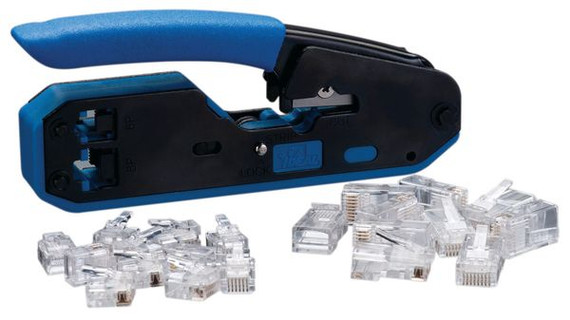 IDEAL INDUSTRIES Data and Voice Modular Plug Crimp Tool Kit - 10x RJ-11 & 10x RJ-45 Plugs (6P6C & 8P8C CAT5e) - Product Code: [Insert Product Code Here]