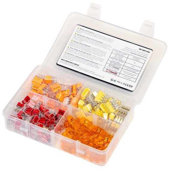 IDEAL INDUSTRIES 32A Push-In Connector Kit - Box of 120 (30 Spliceline, 30x 2-Port, 30x 3-Port, 30x 4-Port) - 32A