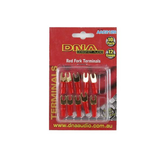 12 AWG Red Fork Terminals - 10 Pack (Product Code: 12AWG-RT-10)