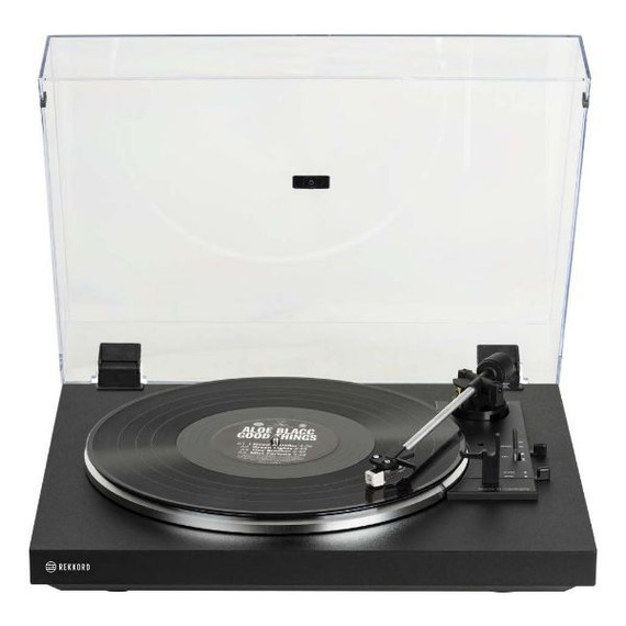 REKKORD AT3600L Cartridge with 33 and 45 RPM Automatic Entry Level Turntable. Line Level RCA Output. Wood Chassis in Folding Technique. Black Colour. 