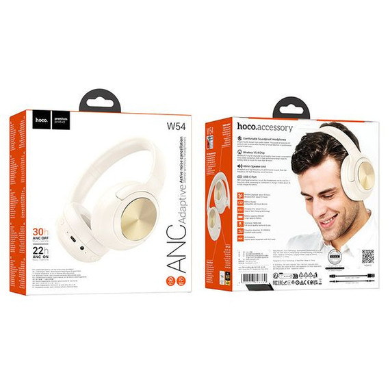 Premium Bluetooth Headset w/ ANC Noise Cancelling (W54) [White] 