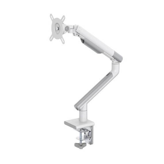 BRATECK 17-32" Premium Slim Aluminium Spring-Assisted Desk Mount Monitor Arm with Quick Release VESA Plate, 180 Rotation Stop, Cable Management - White (LDT49-C012)