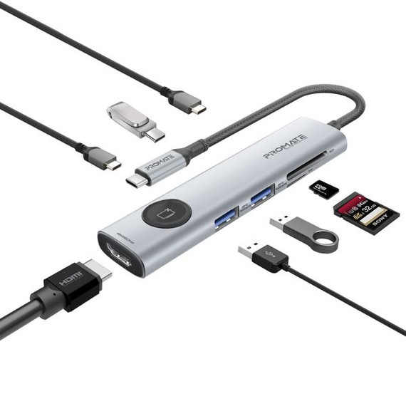 PROMATE 7-in-1 USB Multi-port Hub with HDMI, USB-A, USB-C Ports, SD/TF Card Reader & Privacy Screen Button - COMANDHUB-LITE PROMATE 7-in-1 USB Multi-port Hub with HDMI, USB-A, USB-C Ports, SD/TF Card Reader & Privacy Screen Button - COMANDHUB-LITE