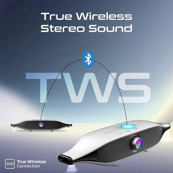 PROMATE 20W BassBoost Quad Speaker Wireless Bluetooth RGB Soundbar with 12 RGB Modes, 30 Hours Playback, Touch Controls, Built-in Equalizer, Aux & USB Ports, 6400mAh Battery, 20m Range - DELTA-X