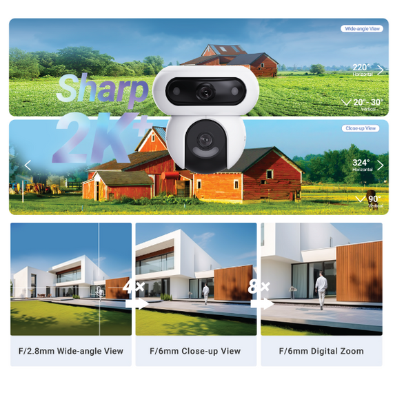 EZVIZ H90 4MP Dual PT Outdoor WiFi Camera - Smart Tracking, 30m Night Vision, Weatherproof, Two-Way Talk, Siren/Strobe