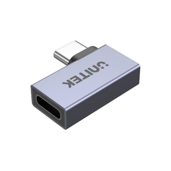 UNITEK 90° USB-C Adapter - Type-C Male to Female, 8K@60Hz, 40Gbps, 240W, Aluminium Alloy, Space Grey