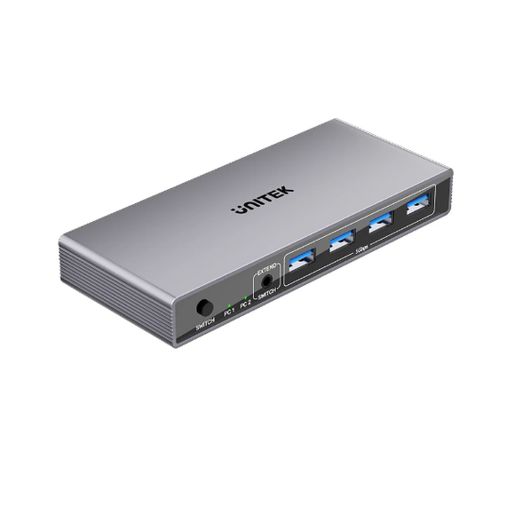 UNITEK 5Gbps DP KVM Switch - 2 Device Switch, 1x 8K@60Hz Display & 4 USB Ports, Plug & Play, Space Grey