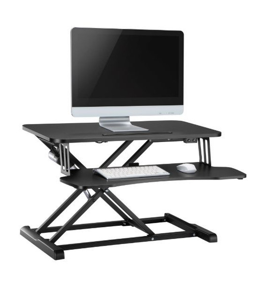BRATECK Electric Sit-Stand Desktop Workstation with Keyboard Tray, Height Adjustable 156-480mm, 800x400mm Surface, 20kg Capacity, Black