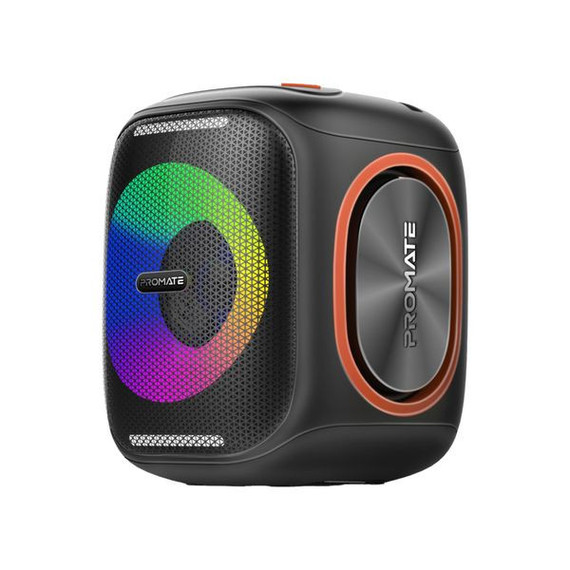 PROMATE 40W Portable Bluetooth Speaker with Dynamic RGB Lights, IPX5, 6000mAh Battery, 6-Hour Playback, AUX & USB Inputs - Black STRIKE-40