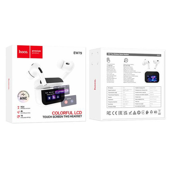 Hoco TWS Earbud w/ LCD Touch Screen, ANC Noise Cancelling, 4 Hours (EW79)