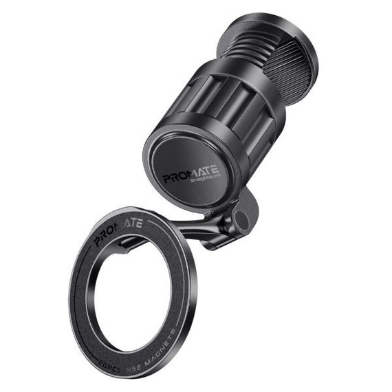 PROMATE 360 Rotating Magnetic Smartphone Grip-on Mount. Rotatable, Foldable & Ultra Compact, Metal Rings Included. Secure Clamp. 