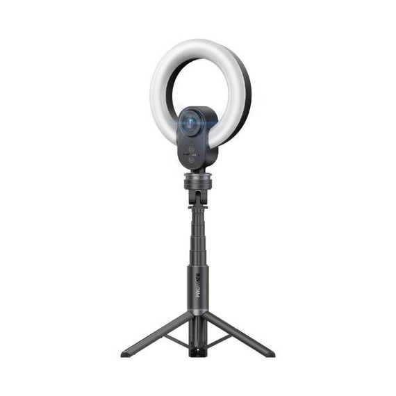 PROMATE 2K 5MP UHD Webcam with Built-in Microphone, Ring Light & Detachable Tripod. Noise Reduction Mic, 5.5" Ring Light, 90 Degree Wide Angle Lens, Perfect for Vlogging & Live Streaming.