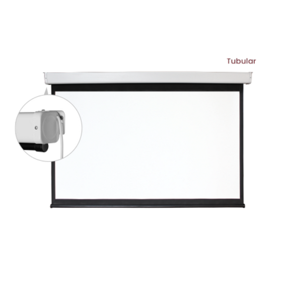 BRATECK 130" 16:9 Electric Projector Screen with Remote. 160° Viewing Angle, 4-Side Black Masking Borders, Cleanable Screen Material, Silent Tubular Motor, 1.0 Gain, View Size 3x1.68m