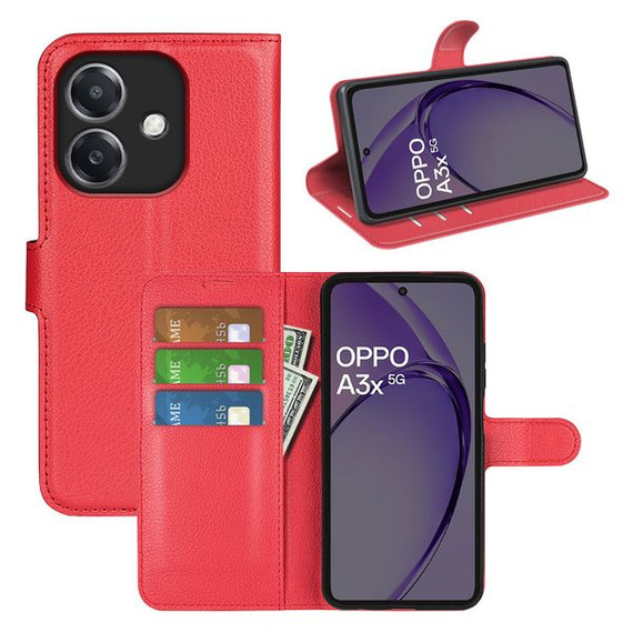 Oppo A40 4G      Pu Wallet Case    [Red]