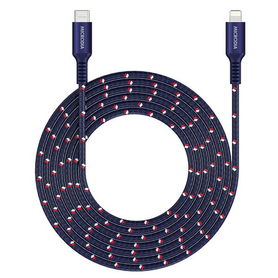 Microdia Execable Tweed Pd60W 2.6M Usb-C To Lightning Cable - Navy