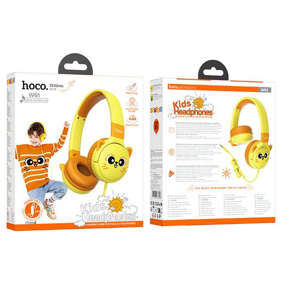 Hoco Kids Wired Headset with Microphone, Safe Volume-Limited (W61)