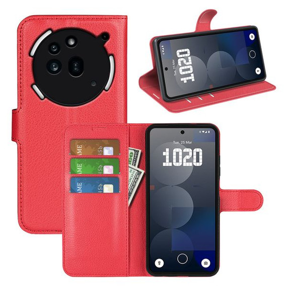 Nothing Phone (3A) Pro Pu Wallet Case [ Red ]