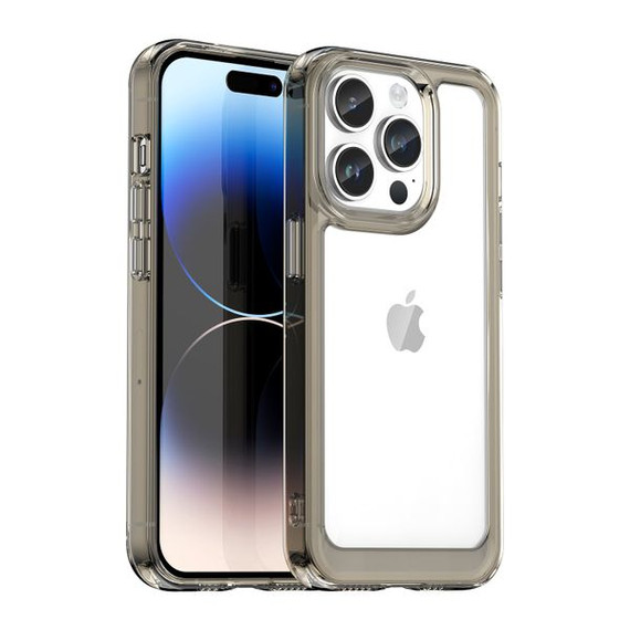 Iphone 14 Pro      Soft Gel Case    [Clear Grey]