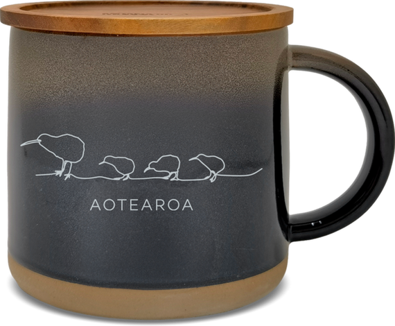 Moana Road Glazed Ceramic Mug - Kiwi [ Black - 2735 ]