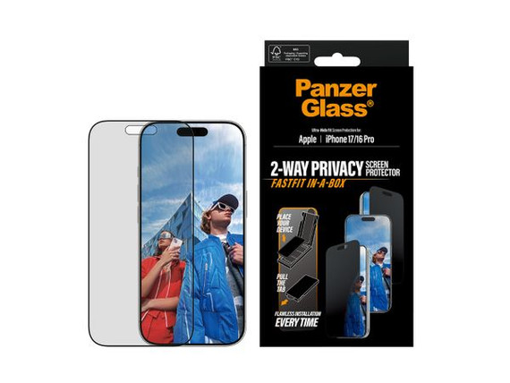 PanzerGlass Privacy UWF SP w. FF in-a-box - iPhone 17