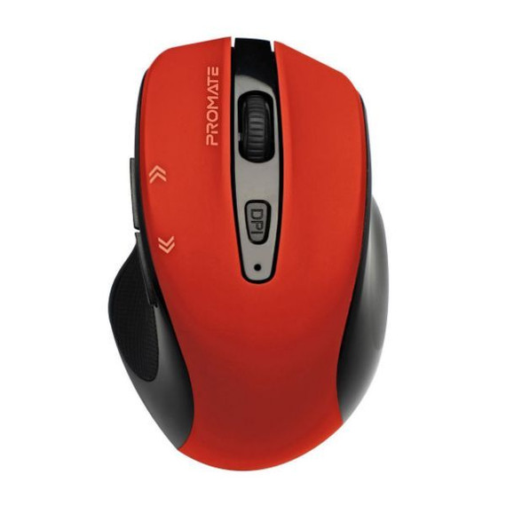 PROMATE EZGrip Ergonomic Wireless Mouse w/ Quick Forward/Back Buttons. 800/1200/1600Dpi 10m (CURSOR-RED)