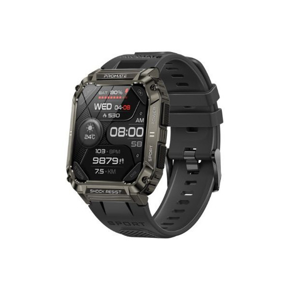 PROMATE IP67 Shock-Resist Smart Watch w/ Fitness Tracker & Bluetooth Calling. Large 1.95' (XWATCH-S19-BLK)