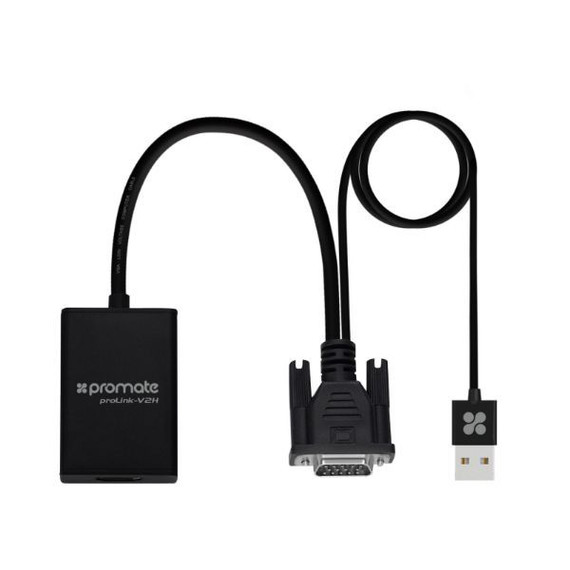 PROMATE VGA  (Male) to HDMI  (Female) Display Adaptor Kit w/ Audio. Supports up to 1920x1080@60Hz. (PROLINK-V2H-BLK)