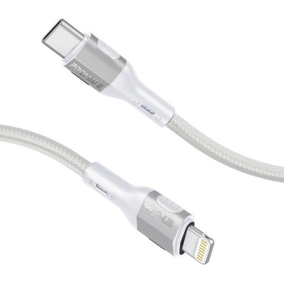 PROMATE 1.2m 27W PD USB-C to Lightning Tough-Built Cable. Supports up to 480Mbps Slim (FLETCHLINK-CI-GR)