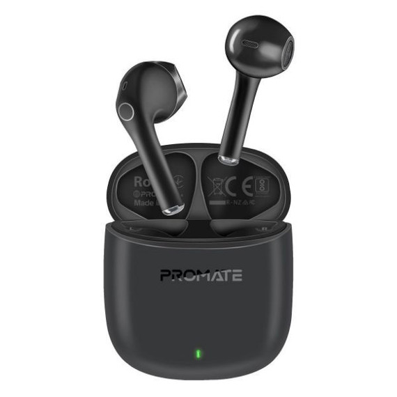 PROMATE In-Ear HD Bluetooth Earbuds Intellitouch & 260mAh Charging Case. Ergonomic Fit (LIMA-BLK)