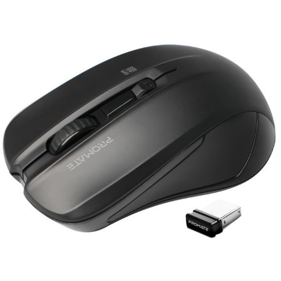 PROMATE Ergonomic Wireless Mouse w/ Ambidextrous Design. 800/1200/1600Dpi 10m Working (CONTOUR-BLK)
